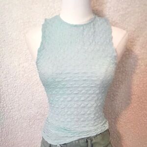 Textured Sleeveless Top in Light Blue